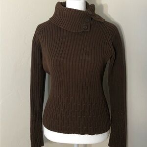 Vintage Shaver Lake Women’s  Sweater SZ M Cabincore Fall  Brown Cowl Neck Button